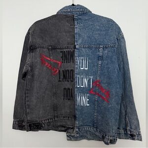 Signature8 Color-block Denim Uneven Cut Band/Concert/Trucker Jacket Womens S/M